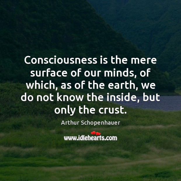 Consciousness is the mere surface of our minds, of which, as of Arthur Schopenhauer Picture Quote