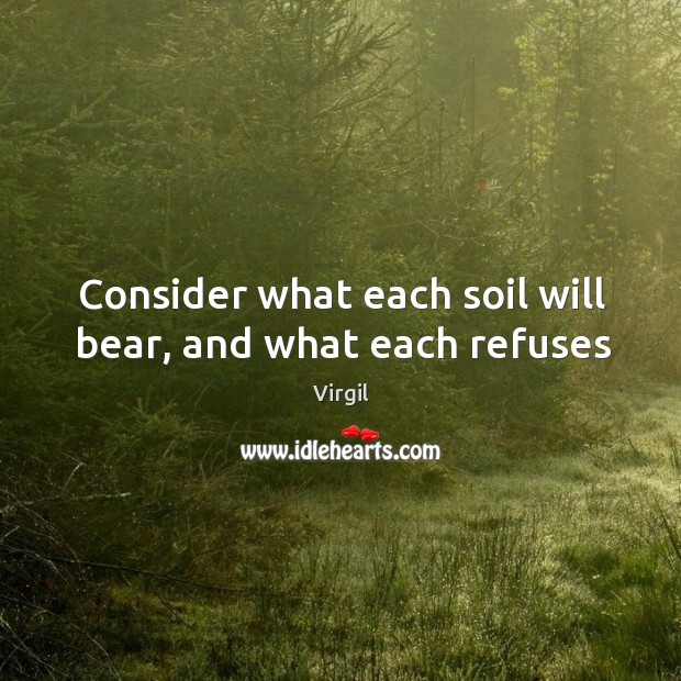 Consider what each soil will bear, and what each refuses Virgil Picture Quote