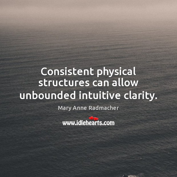 Consistent physical structures can allow unbounded intuitive clarity. Mary Anne Radmacher Picture Quote