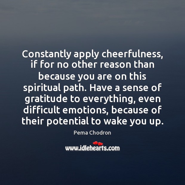 Constantly apply cheerfulness, if for no other reason than because you are Pema Chodron Picture Quote