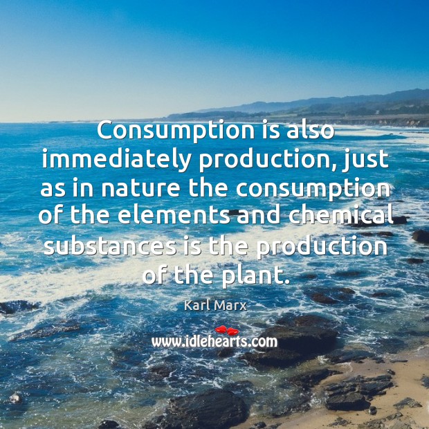 Consumption is also immediately production, just as in nature the consumption of Karl Marx Picture Quote