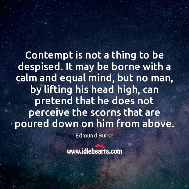 Contempt is not a thing to be despised. It may be borne Edmund Burke Picture Quote