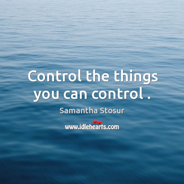 Control the things you can control . Samantha Stosur Picture Quote