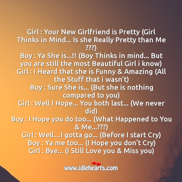 Conversation between boy and girl after break-up Miss You Quotes Image