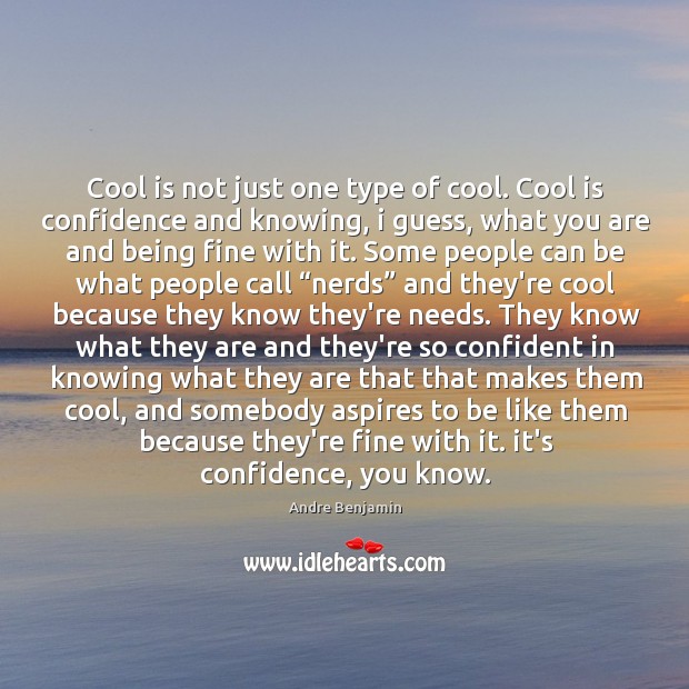 Cool is not just one type of cool. Cool is confidence and Andre Benjamin Picture Quote