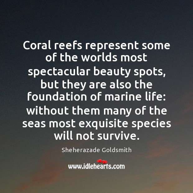 Coral reefs represent some of the worlds most spectacular beauty spots, but Sheherazade Goldsmith Picture Quote