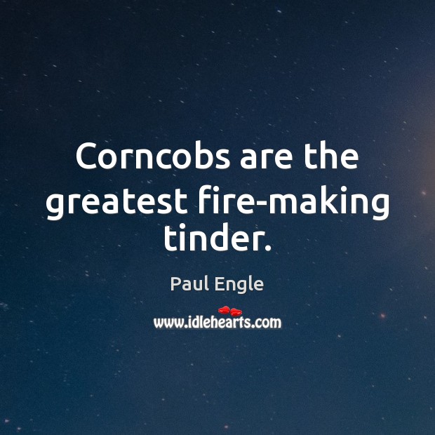 Corncobs are the greatest fire-making tinder. Paul Engle Picture Quote