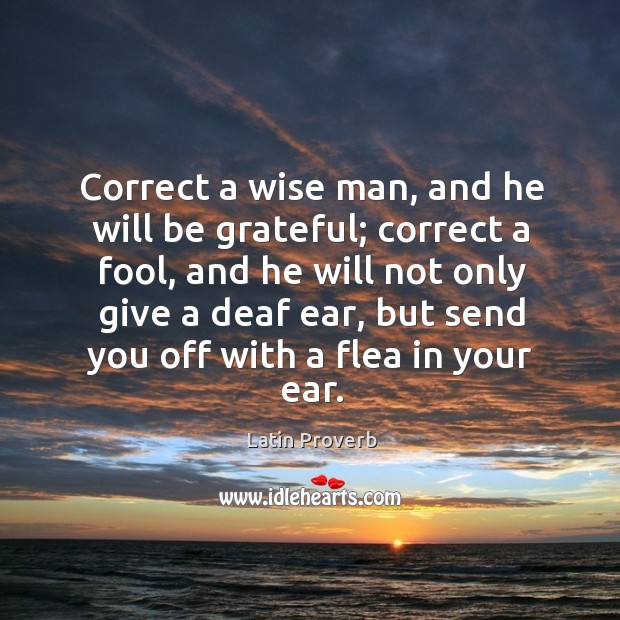 Correct a wise man, and he will be grateful; correct a fool Latin Proverbs Image