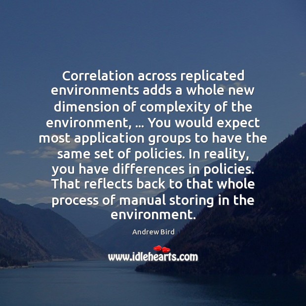 Correlation across replicated environments adds a whole new dimension of complexity of Andrew Bird Picture Quote