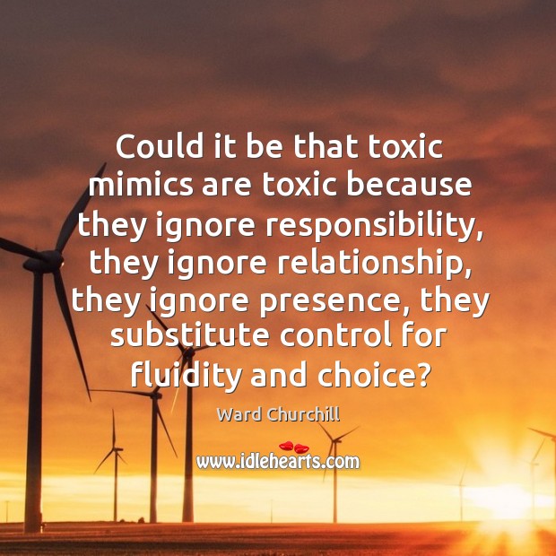Could it be that toxic mimics are toxic because they ignore responsibility, Ward Churchill Picture Quote