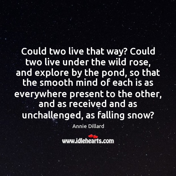 Could two live that way? Could two live under the wild rose, Annie Dillard Picture Quote