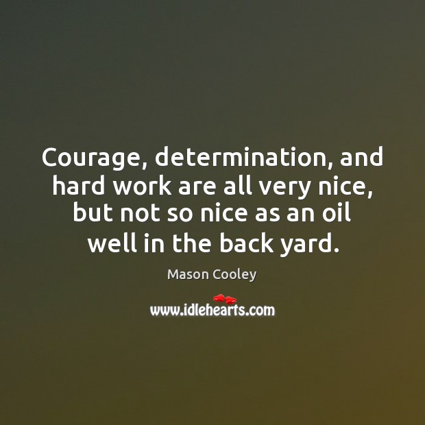 Courage, determination, and hard work are all very nice, but not so Mason Cooley Picture Quote