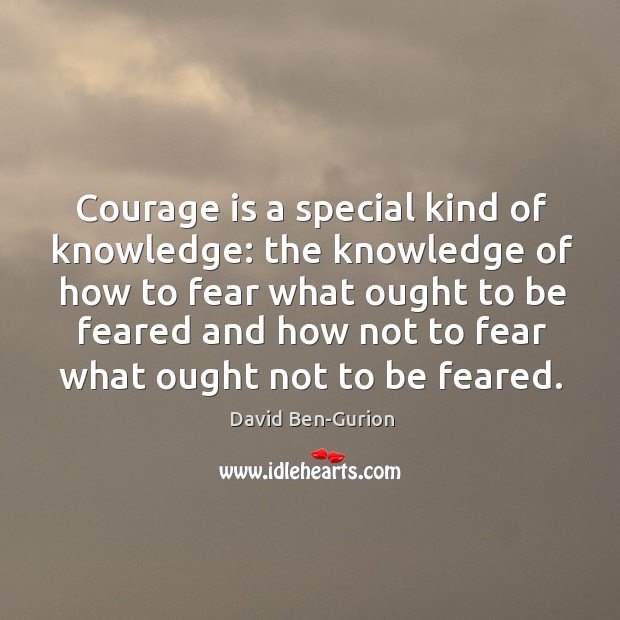 Courage is a special kind of knowledge: the knowledge David Ben-Gurion Picture Quote