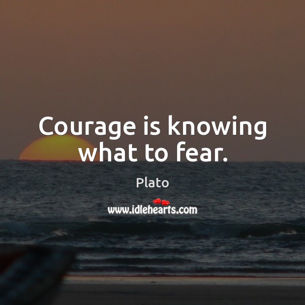 Courage is knowing what to fear. Plato Picture Quote