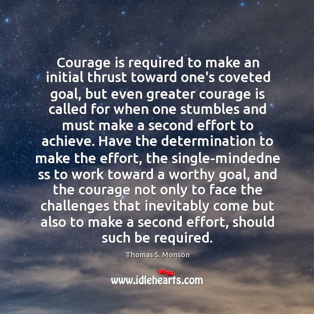 Courage is required to make an initial thrust toward one’s coveted goal, Determination Quotes Image