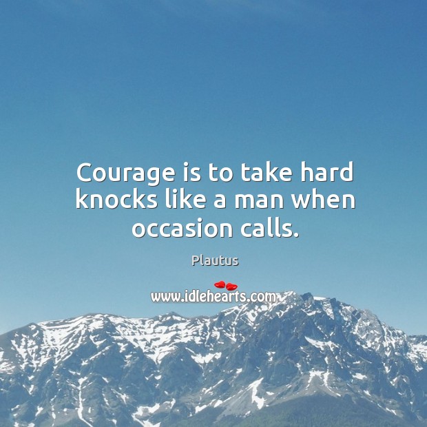 Courage is to take hard knocks like a man when occasion calls. Image