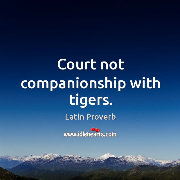 Court not companionship with tigers. Latin Proverbs Image