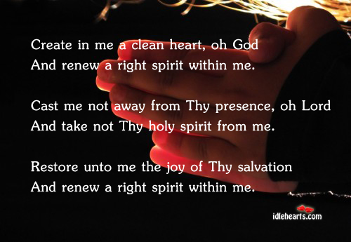 Create in me a clean heart, oh God Image