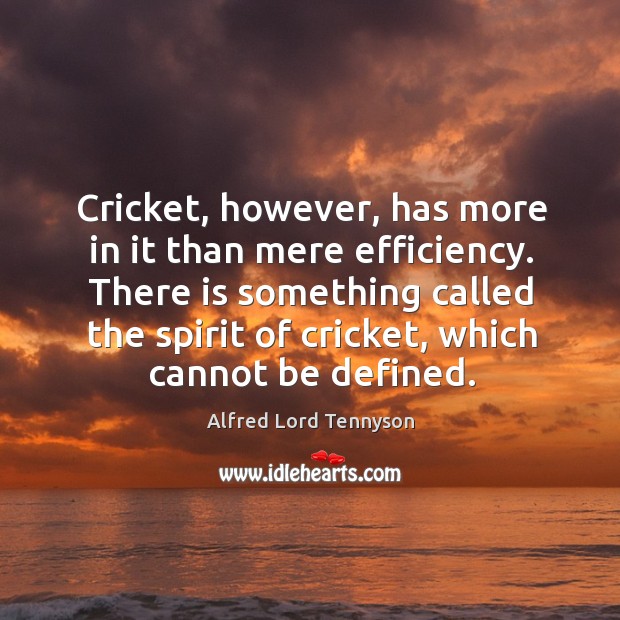 Cricket, however, has more in it than mere efficiency. There is something Alfred Lord Tennyson Picture Quote