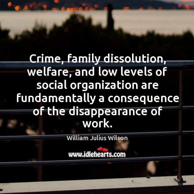 Crime, family dissolution, welfare, and low levels of social organization are Crime Quotes Image