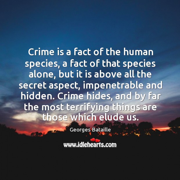 Crime is a fact of the human species, a fact of that species alone, but it is above all the Hidden Quotes Image