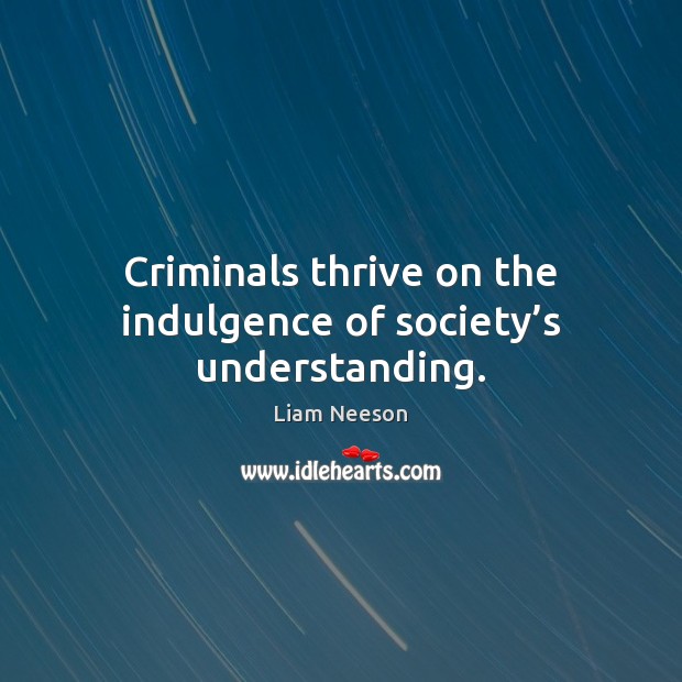 Criminals thrive on the indulgence of society’s understanding. Liam Neeson Picture Quote