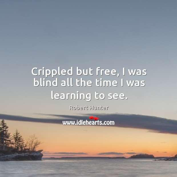 Crippled but free, I was blind all the time I was learning to see. Robert Hunter Picture Quote