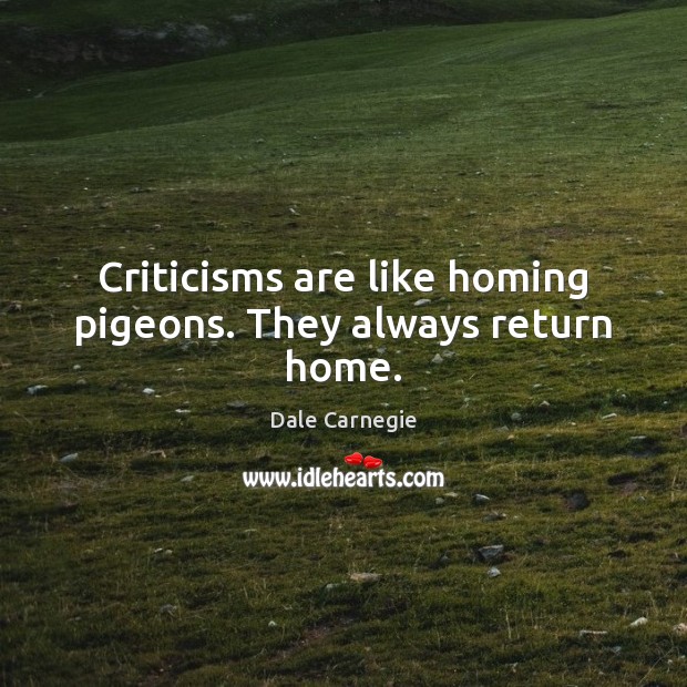 Criticisms are like homing pigeons. They always return home. Image