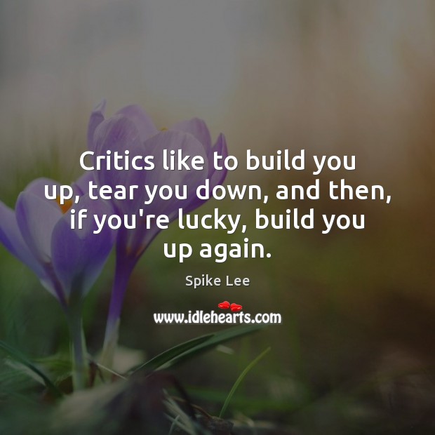 Critics like to build you up, tear you down, and then, if Spike Lee Picture Quote