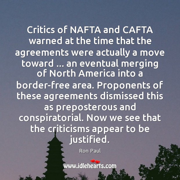 Critics of NAFTA and CAFTA warned at the time that the agreements Image