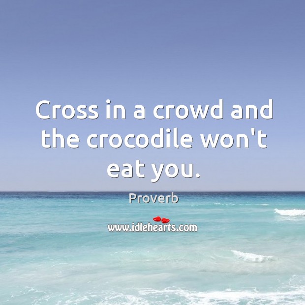 Cross in a crowd and the crocodile won’t eat you. Image