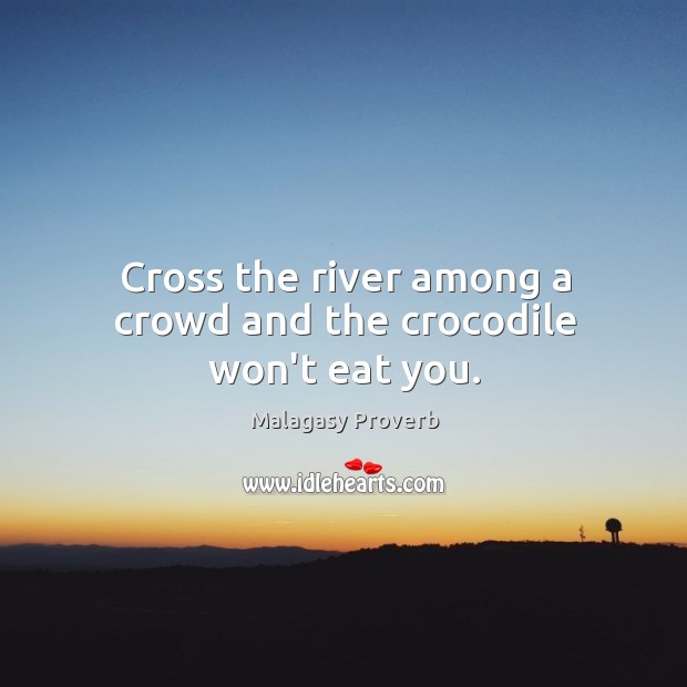 Cross the river among a crowd and the crocodile won’t eat you. Malagasy Proverbs Image