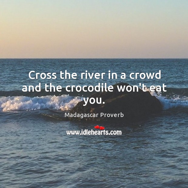Cross the river in a crowd and the crocodile won’t eat you. Madagascar Proverbs Image
