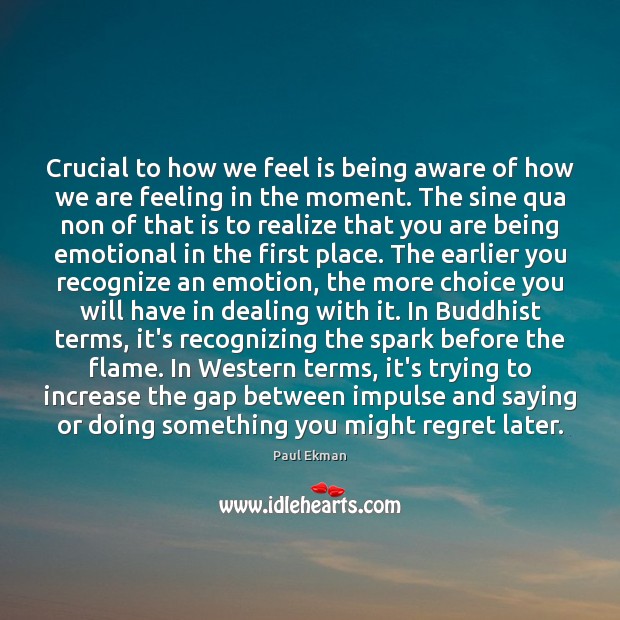 Crucial to how we feel is being aware of how we are Paul Ekman Picture Quote