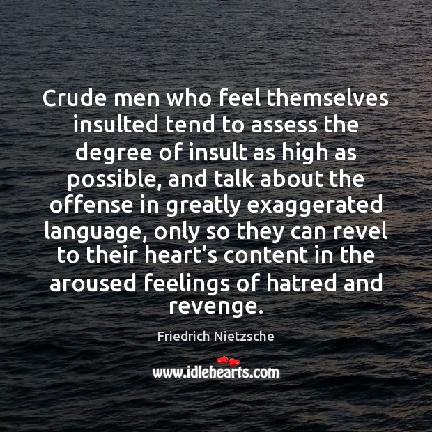 Crude men who feel themselves insulted tend to assess the degree of Insult Quotes Image