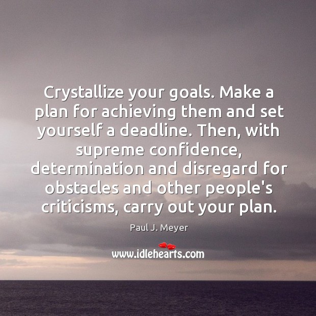 Crystallize your goals. Make a plan for achieving them and set yourself Determination Quotes Image