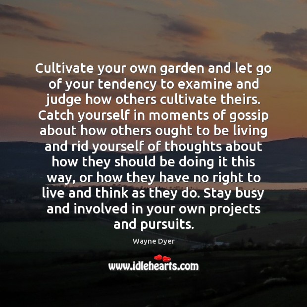 Cultivate your own garden and let go of your tendency to examine Image