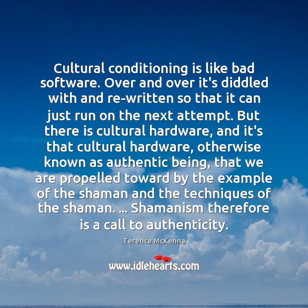 Cultural conditioning is like bad software. Over and over it’s diddled with Terence McKenna Picture Quote