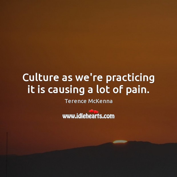 Culture as we’re practicing it is causing a lot of pain. Terence McKenna Picture Quote