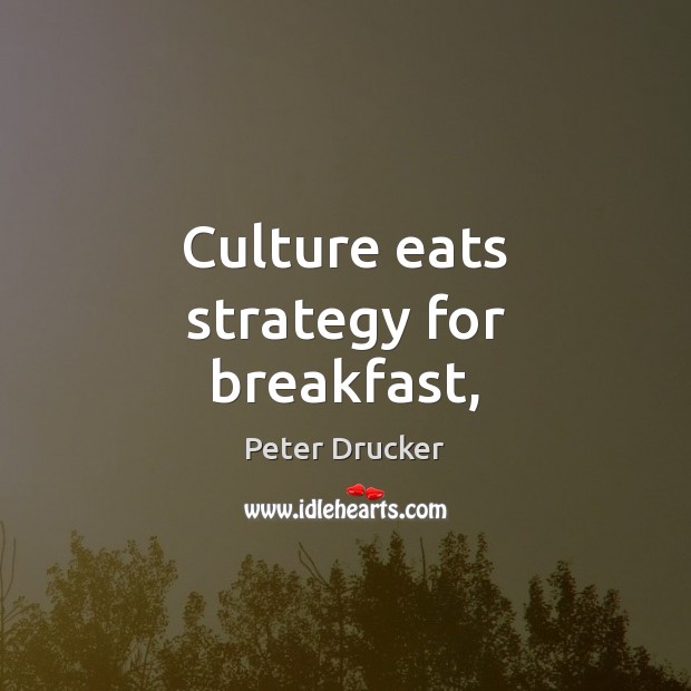 Culture eats strategy for breakfast, Peter Drucker Picture Quote
