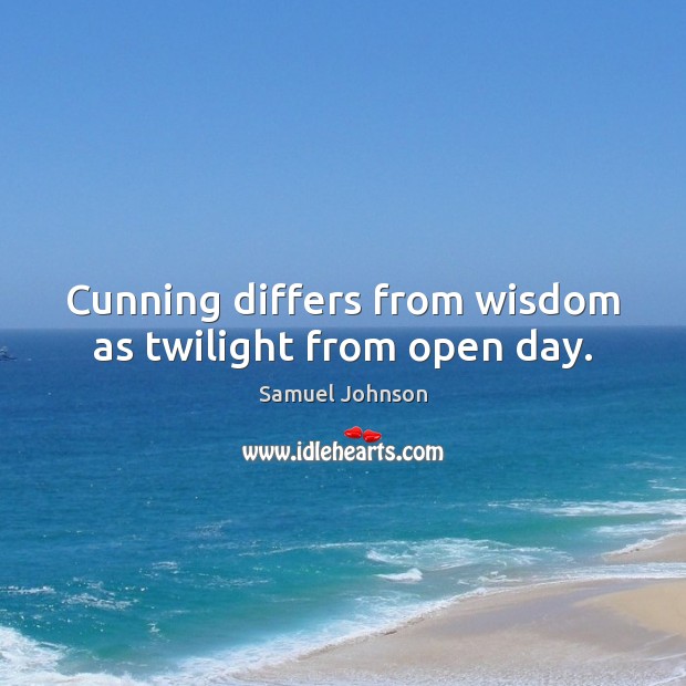 Cunning differs from wisdom as twilight from open day. Image
