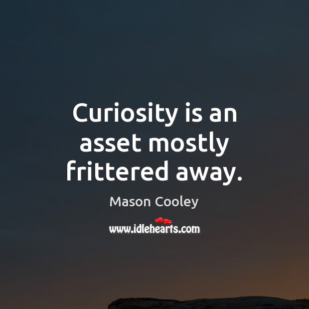Curiosity is an asset mostly frittered away. Mason Cooley Picture Quote