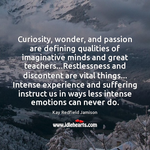 Curiosity, wonder, and passion are defining qualities of imaginative minds and great Kay Redfield Jamison Picture Quote