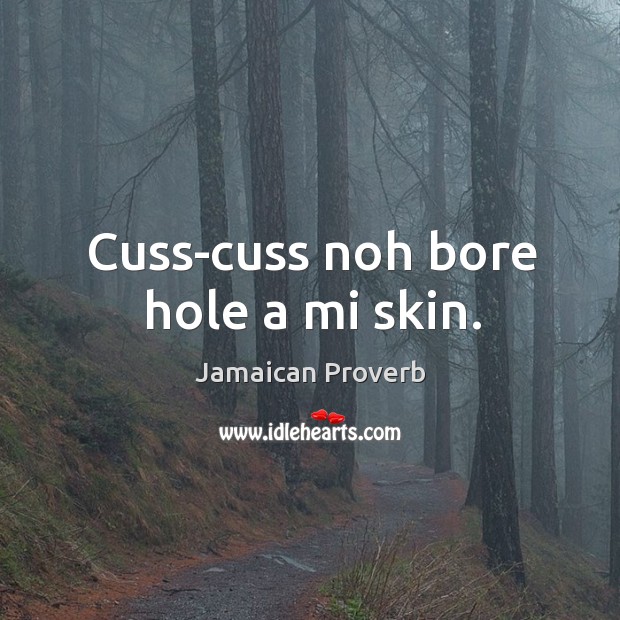 Cuss-cuss noh bore hole a mi skin. Jamaican Proverbs Image