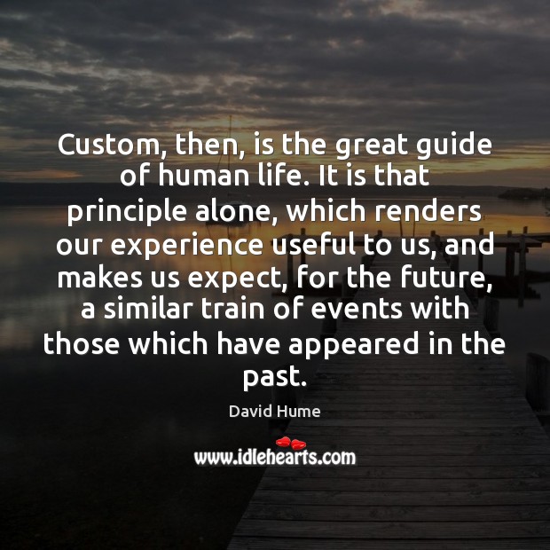 Custom, then, is the great guide of human life. It is that David Hume Picture Quote