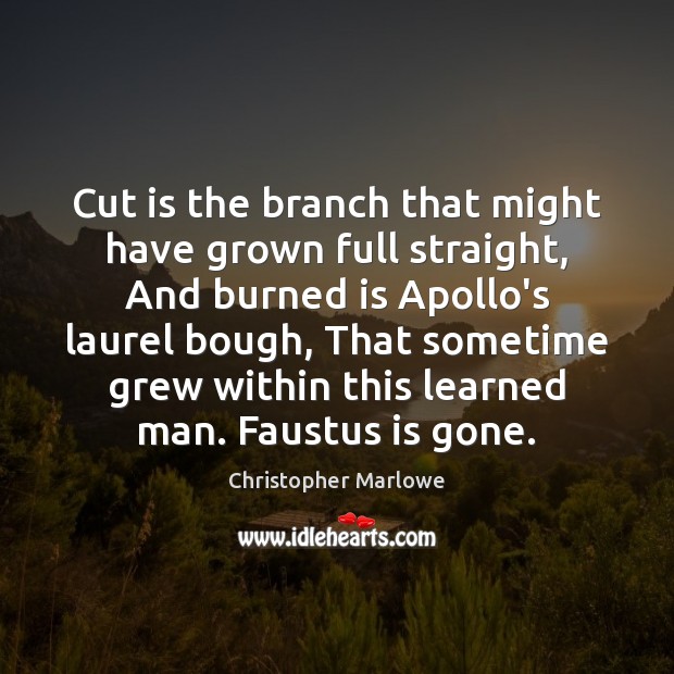 Cut is the branch that might have grown full straight, And burned Christopher Marlowe Picture Quote