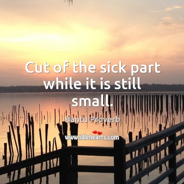 Cut of the sick part while it is still small. Bantu Proverbs Image