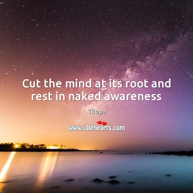 Cut the mind at its root and rest in naked awareness Tilopa Picture Quote
