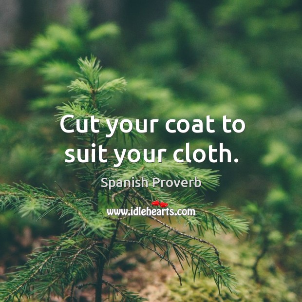 Cut your coat to suit your cloth. Image
