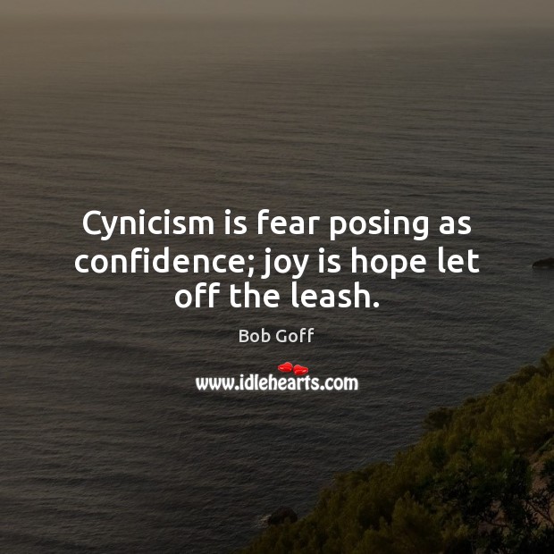 Cynicism is fear posing as confidence; joy is hope let off the leash. Bob Goff Picture Quote
